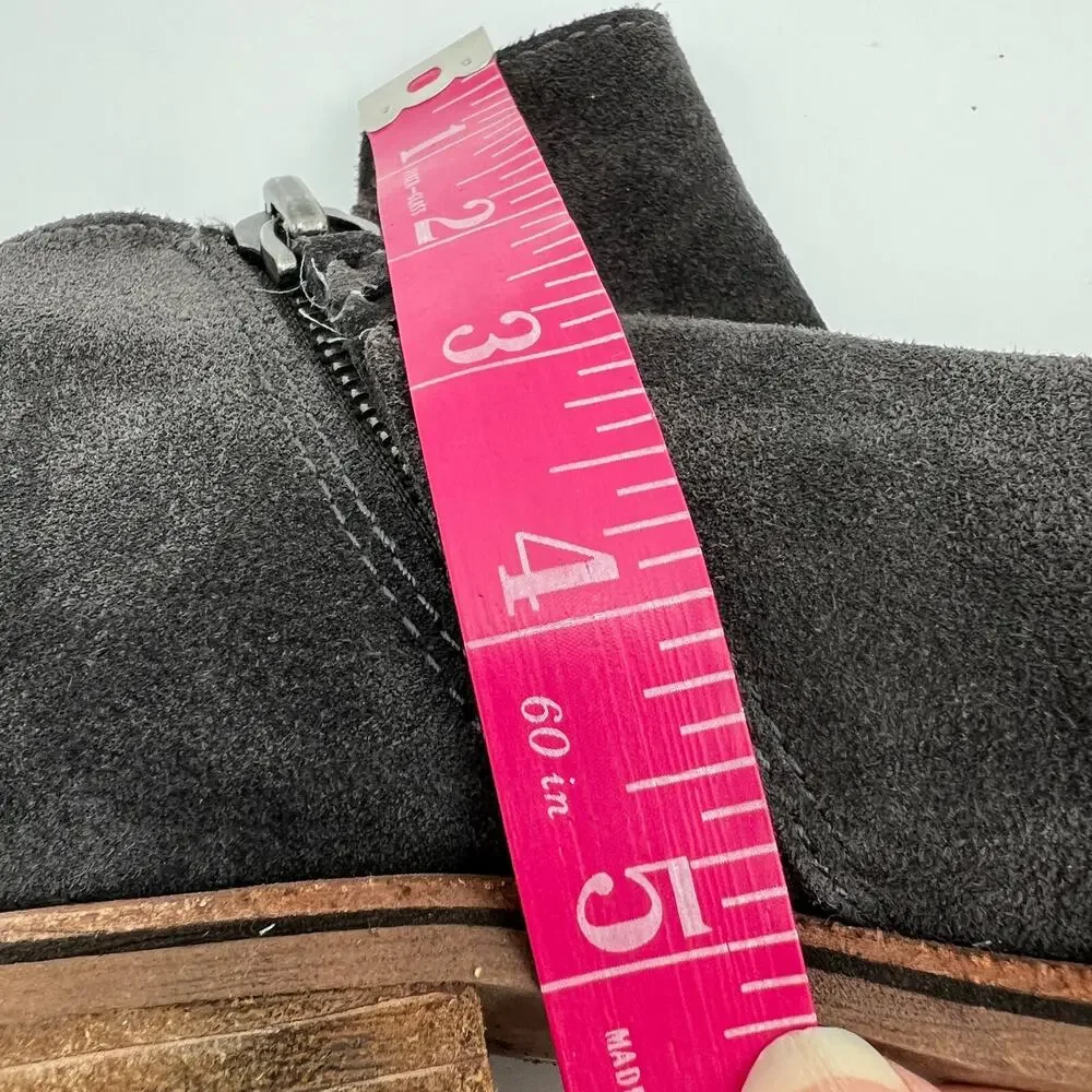 Dolce Vita Sutton Ankle Bootie Womens 8 Gray Suede Leather Dual Side Zip Shoe